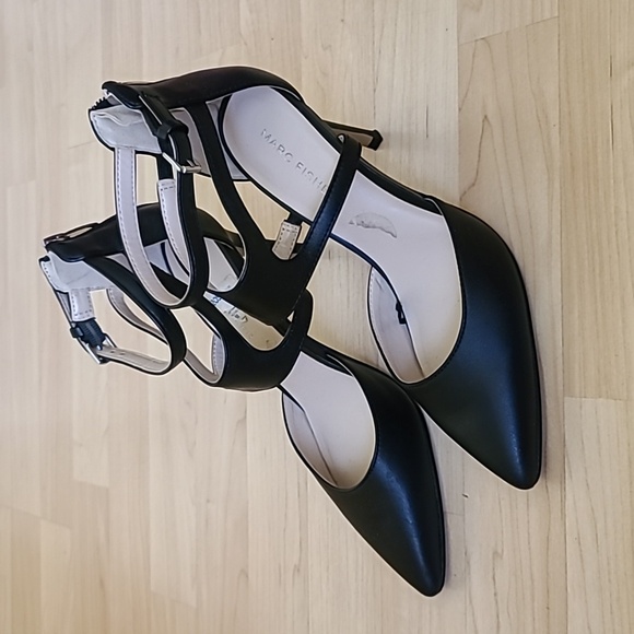 Marc Fisher Black Pumps Heels Pointed Toe Ankle Strap Back Zip Size 6 - Picture 3 of 13